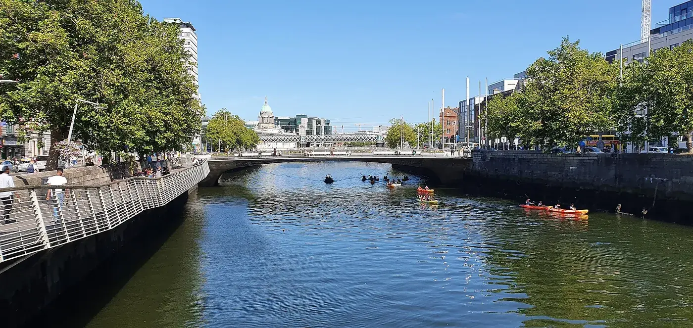 The River Liffey and riverside buildings in Dublin, Ireland